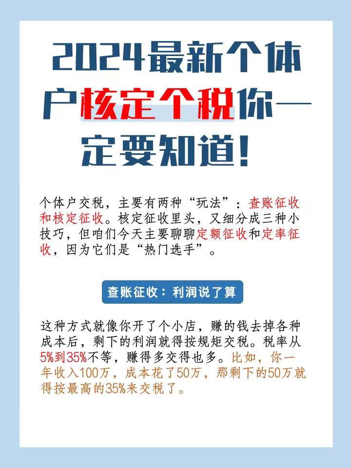 怀化2024最新个体户核定个税你一定要知道！